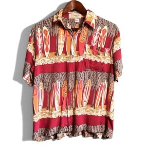 Aloha Hut Hawaii Mens Small Rayon Surfboard Shirt Button Up Skater‎ Tiki Luau